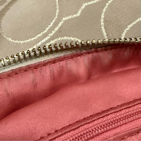 COACH 18980 Poppy Metallic Signature Canvas Push Lock Front Pocket Shoulder Bag - Picture 15 of 16